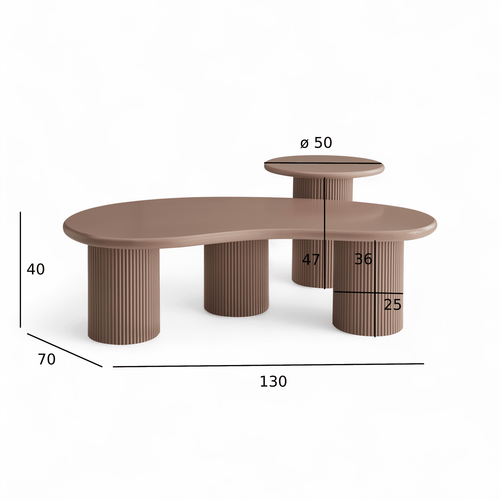 Furnhouse salontafel set Wave - Mokkamousse - Ø 50/130 cm