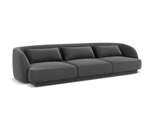 Cosmopolitan Design Bank Tulum 3-zits, flueel, grijs - 90x255x70cm