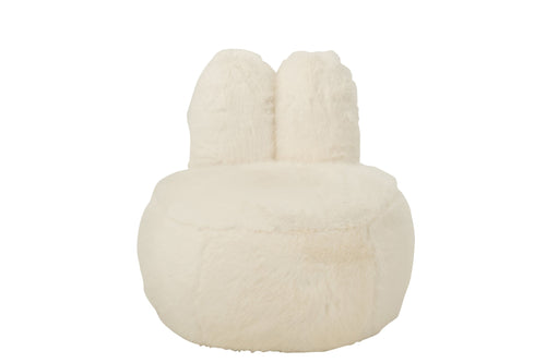 J-Line kruk Fur Bunny Ears - hout - wit
