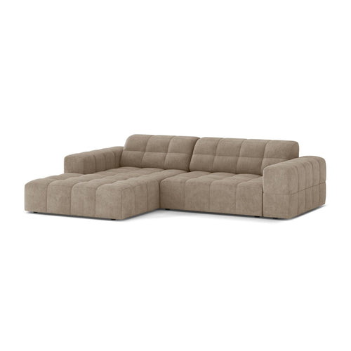 Cosmopolitan Design - Linker hoekbank Chicago 3-zits, chenille donkerbeige - 167x234x78cm