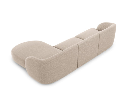 Micadoni rechter hoekbank Miley 4-zits, structurele stof beige - 156x255x70cm