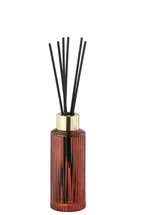 J-Line geurolie + stokjes Olive & Frank Incense - glas - rood - small - vtwonen shop