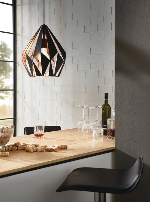 EGLO hanglamp Carlton 1 - e27 - ø 31 cm - zwart/koper - vtwonen shop