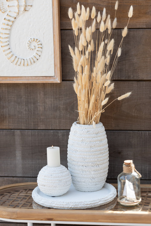 J-Line kandelaar Creta - cement - wit - small