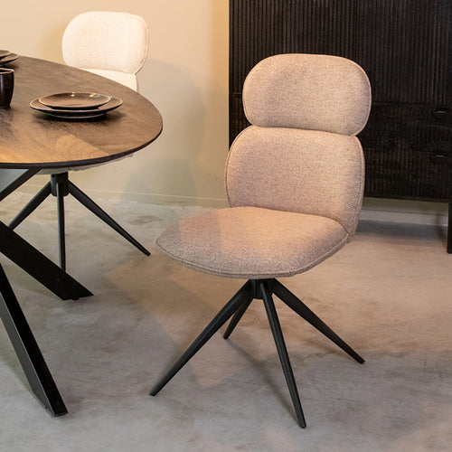 LABEL51 Eetkamerstoel Finn - Grijs Bouclé - Draaibaar - Set van 2 - vtwonen shop