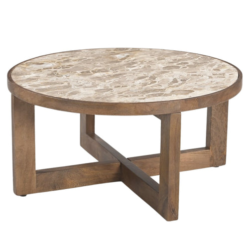 DÉJA Living Salontafel Juuka - Donkerbruin Marmer - Ø80cm