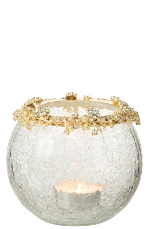 J-Line kaarshouder Volve - metaal/glas - goud/transparant - large