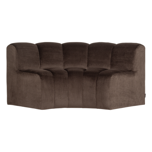 WOOOD eetbank halfronde hoek rugleuning Mojo - Velvet - Bruin - 83x152x73
