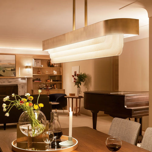 LED-Hängeleuchte, Deckenleuchte, modern, Naturmessing, 3000 K