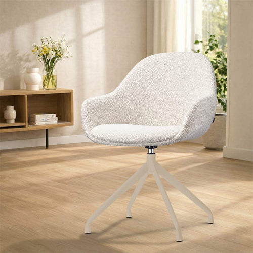 Nolon Nola-Mae draaibare eetkamerstoel bouclé beige beige onderstel