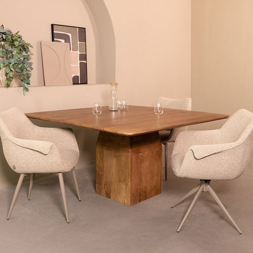 LABEL51 Eettafel Ingo - Bruin Mangohout - 130x130x76cm