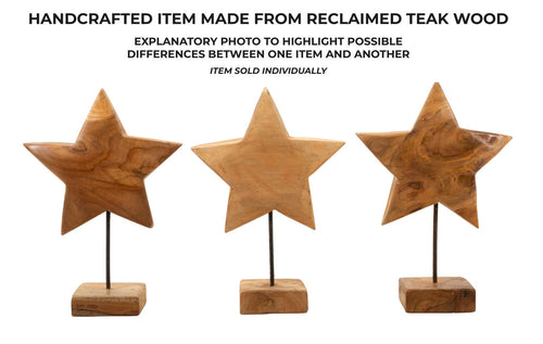 Houten ster sculptuur 28x12x42 cm