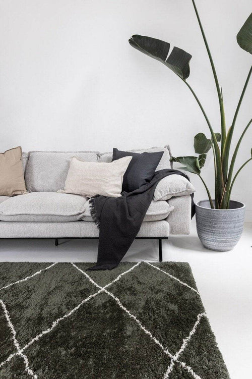 Interieur05 Berber vloerkleed hoogpolig Groen/Cream - scandinavisch - nea - 150 x 80 cm - vtwonen shop