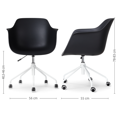 Nolon Nout-Puk Bureaustoel Zwart - met Armleuning - Wit Onderstel - vtwonen shop