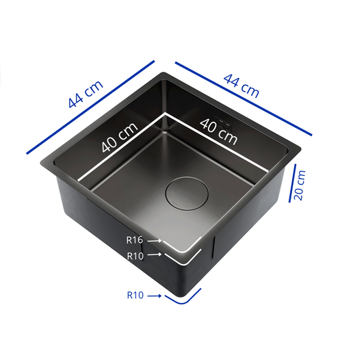 LOMAZOO Spoelbak Keuken Nexus - 40 x 40 cm - Gun Metal - RVS