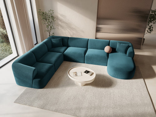 Cosmopolitan Design Modulaire panoramische hoekbank links Campi 7-zits, flueel diepe olie - 255x330x70cm