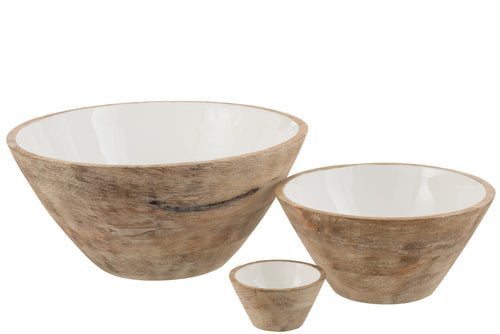 J-Line kom Mango - hout - wit/naturel - large