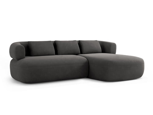 Micadoni rechter hoekbank Jenny 5-zits, flueel donkergrijs - 145x225x73cm