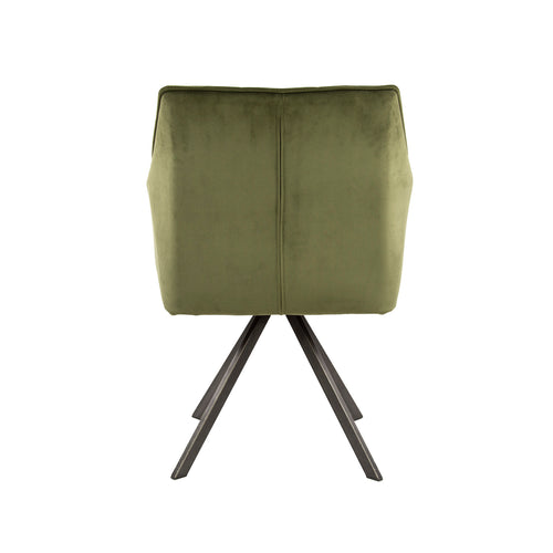 Giga Meubel Eetkamerstoel Raster - Groen Velvet - Draaibaar - Set van 2 - Set van 2