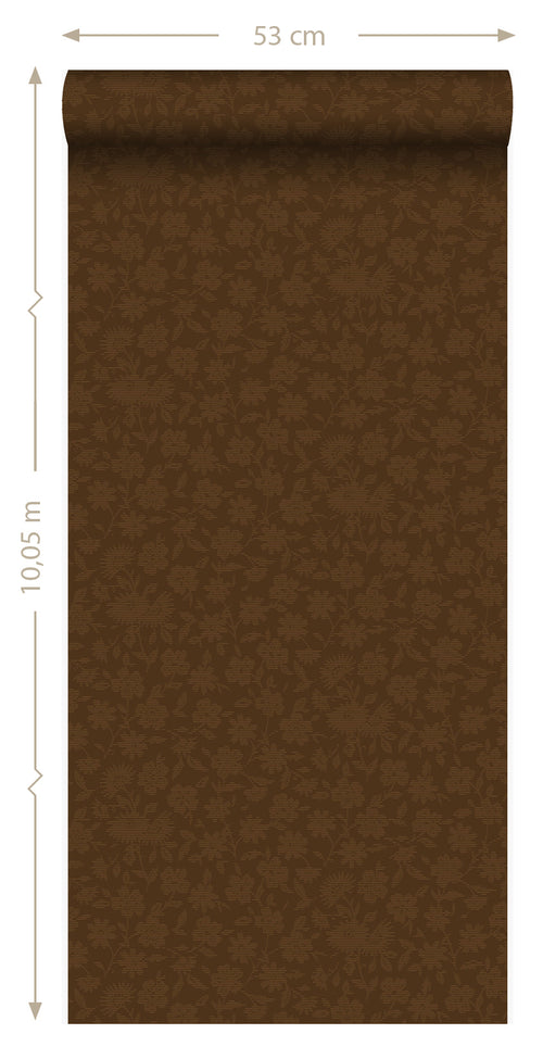 Origin Wallcoverings behang bloemen bruin en glanzend goud - 53 cm x 10,05 m - 345439 - vtwonen shop