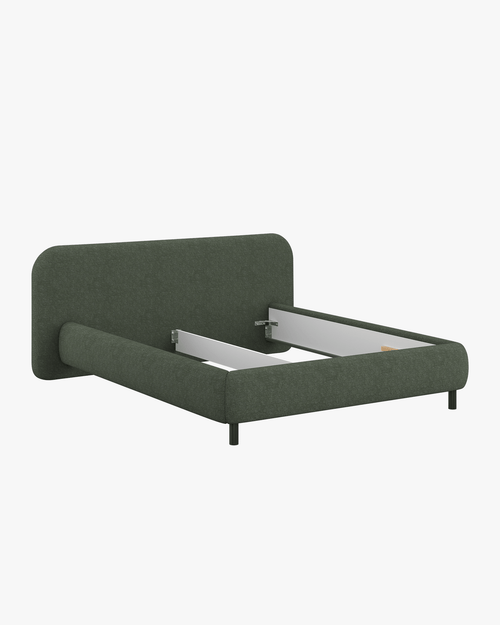 noo.ma Mumo gestoffeerd bed 160x200 - Thyme Green bouclé