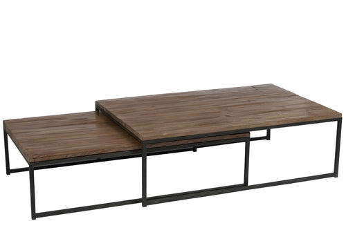 J-Line salontafels - hout/metaal - bruin/zwart - set van 2 - vtwonen shop