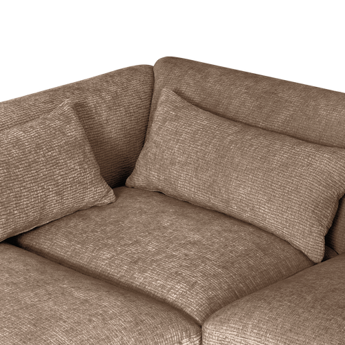 WOOOD hoekbank links Brenvo - Structure Velvet - Lichtbruin - 73x306x178