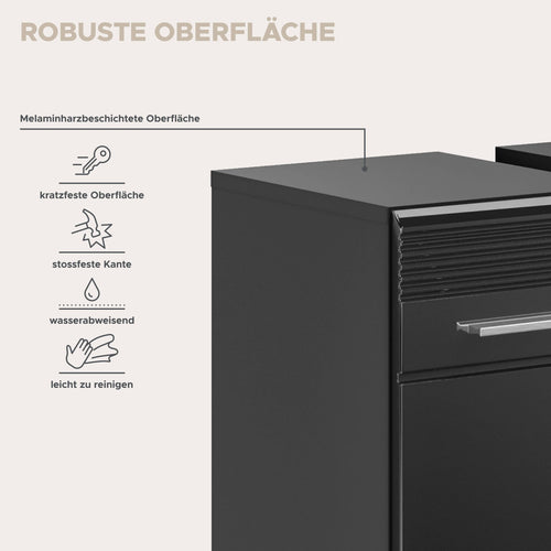 Furnilux Linus wastafelonderkast zwart hoogglans MDF TZ - 34x60x56cm - vtwonen shop