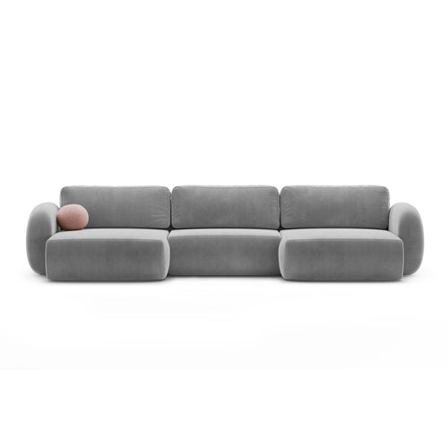 Cosmopolitan Design - Converteerbare panoramische rechte bank met opbergdoos Tonale 5-zits, flueel donkergrijs - 149x362x88cm