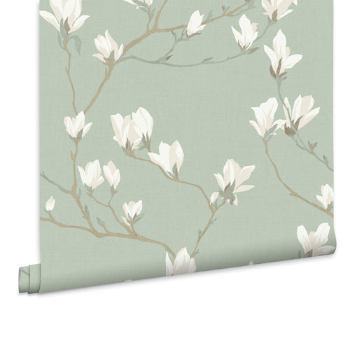 Laura Ashley Vliesbehang - Magnolia Grove Pale Eau de Nil