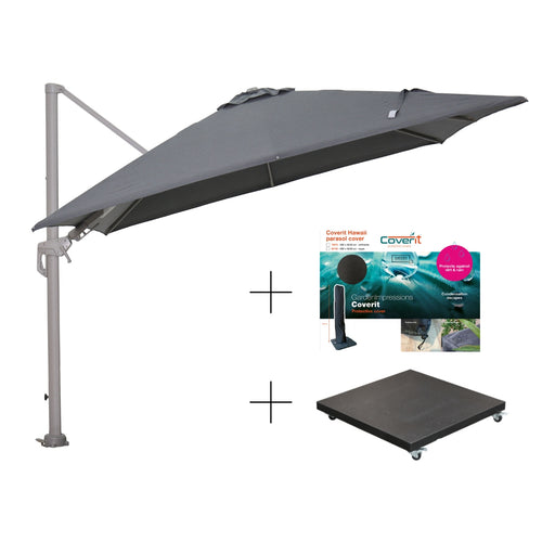 Garden Impressions Hawaii deluxe parasolset 300x300 taupe anthracite
