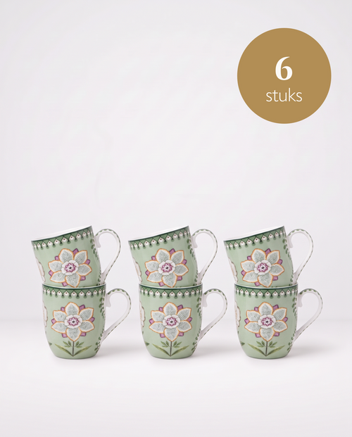 Pip Studio - Kleine Mokken - Lily & Lotus - Lichtgroen - Set van 6