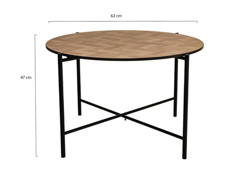 MaximaVida salontafel Copenhagen 62 cm kruisframe zwart - HPL fishbone look - vtwonen shop