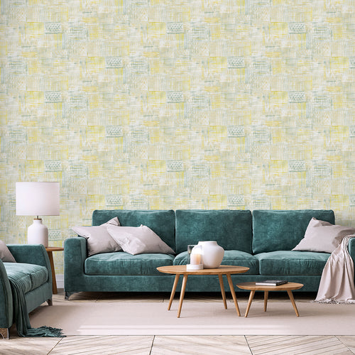 Sanders & Sanders behang grafisch motief geel en groen - 53 cm x 10,05 m - 640756