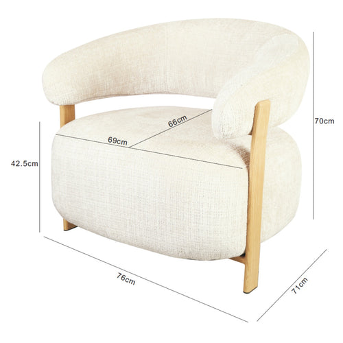 DÉJA Living Fauteuil Kalmar - Beige/Naturel Stof - 76x71x70cm - vtwonen shop