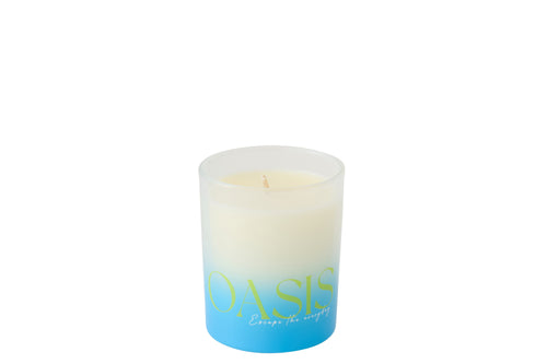 J-Line geurkaars Oasis - Spring Ivy & Neroli - polyresin - blauw/groen - small