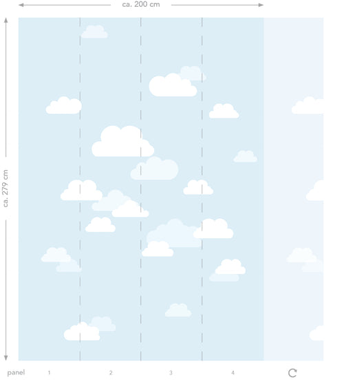 ESTAhome fotobehang wolkjes lichtblauw - 200 x 279 cm - 158842 - vtwonen shop