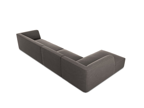 Micadoni linker hoekbank Ruby 5-zits, flueel, donkergrijs - 180x366x69cm