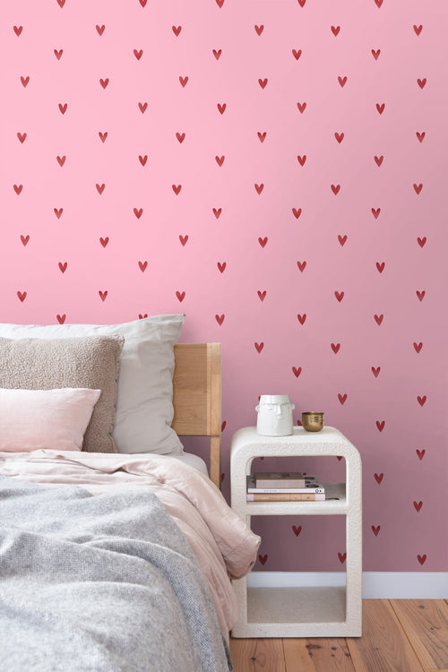 ESTAhome behang hartjes roze en rood - 50 x 900 cm - 131631