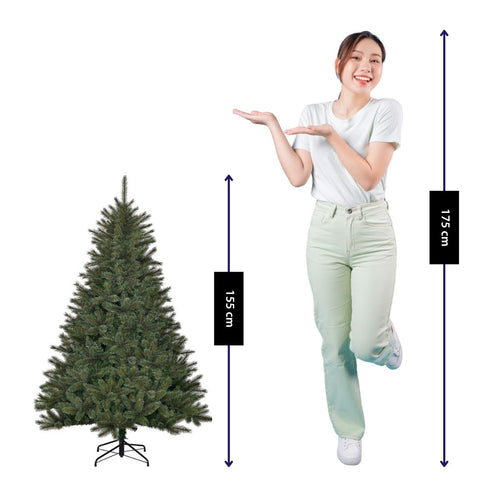 Black Box Trees Toronto Kunstkerstboom Deluxe - Kerstboom H155 x Ø114 cm - met Witte Naaldtips en PVC Naalden - Kerstversiering voor Binnen -