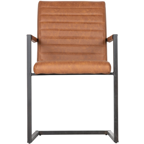WOOOD eetkamerstoelen Bas - Pu - Cognac - Set van 6