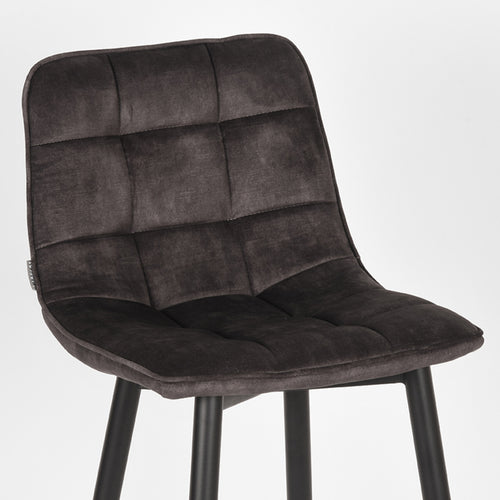 LABEL51 Barkruk Jelt - Antraciet Velvet - Zithoogte 78cm - Set van 2