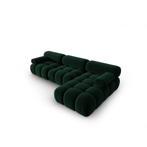 Cosmopolitan Design - Modulaire hoekbank rechts Cortina 4-zits, flueel flessengroen - 155x282x70cm