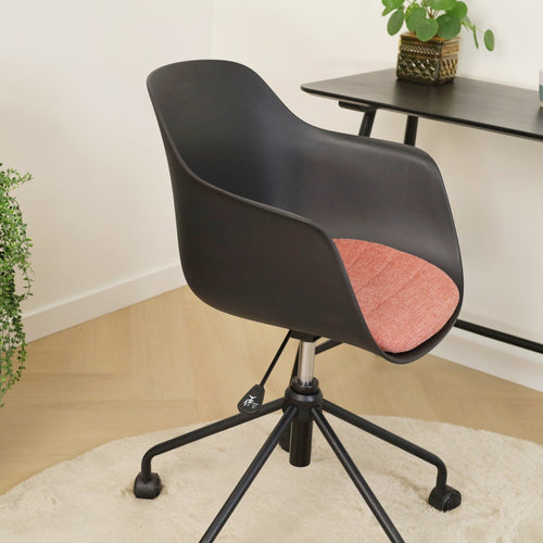 Nolon Nout-Liz Bureaustoel Zwart - Terracotta Kussen - Zwart Onderstel