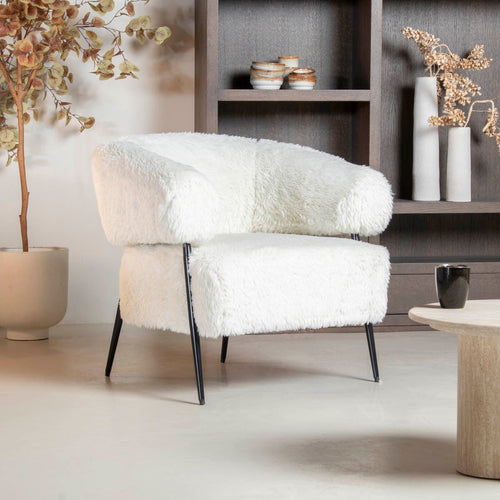DÉJA Living Fauteuil Bogo Fluffy - Beige Stof - 86x74x78cm - vtwonen shop