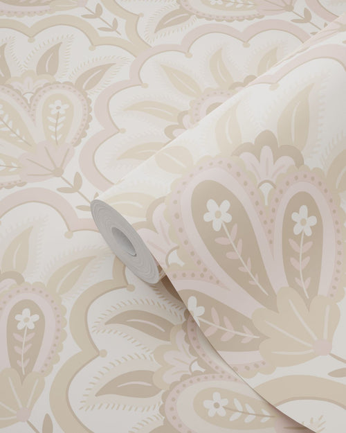 ESTAhome behang oosters barok motief beige en roze - 50 x 900 cm - 131032
