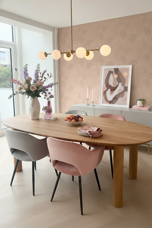 Origin Wallcoverings behang grafisch 3D motief terracotta roze - 53 cm x 10.05 m - 348017