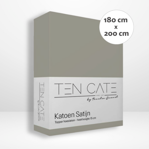 Ten Cate topper hoeslaken - 100% katoensatijn - 180x200 - grijs