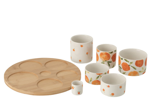 J-Line aperoschaal Oranje - keramiek - wit/oranje - large