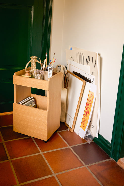 Hübsch trolley Forma - mdf/eik fineer/eikenhout - 40x35xh70cm